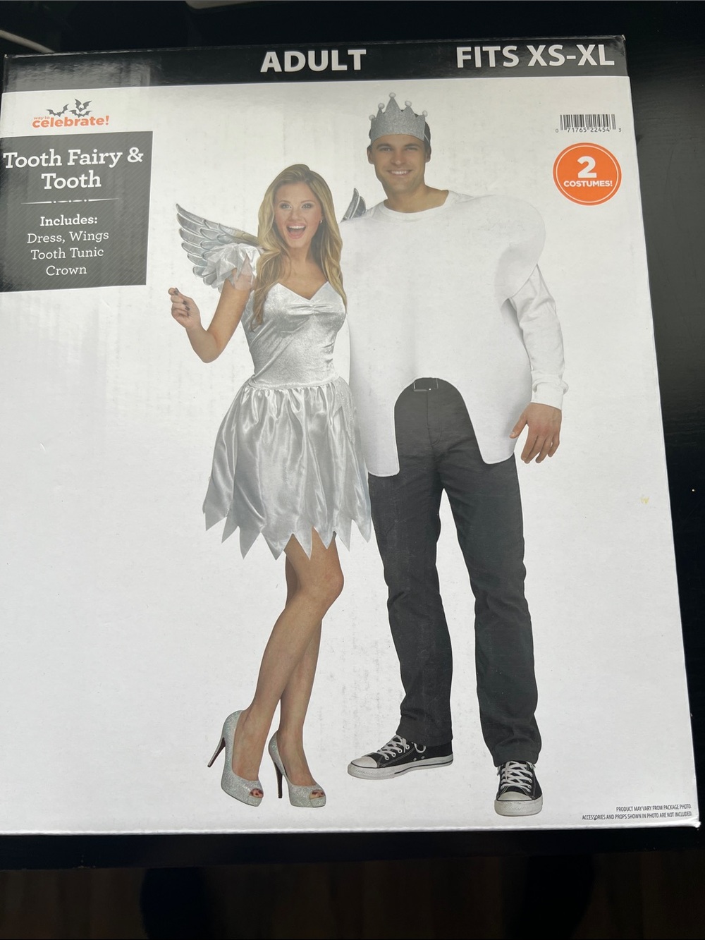 New Adult Silver Tooth Fairy & White Tooth Costume Set 2costumes! One size